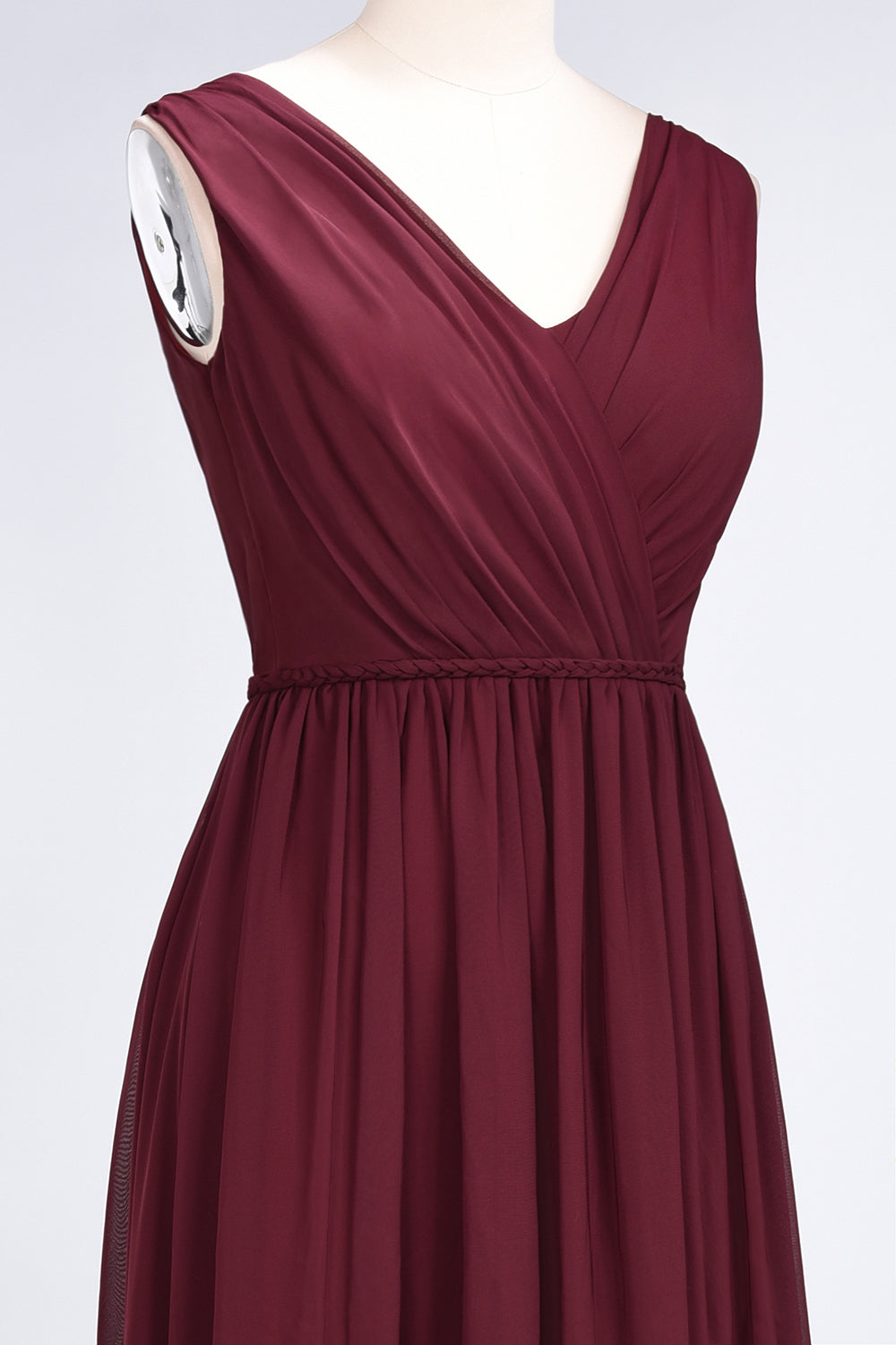 Glamorous TulleV-Neck Ruffle Burgundy Bridesmaid Dresses