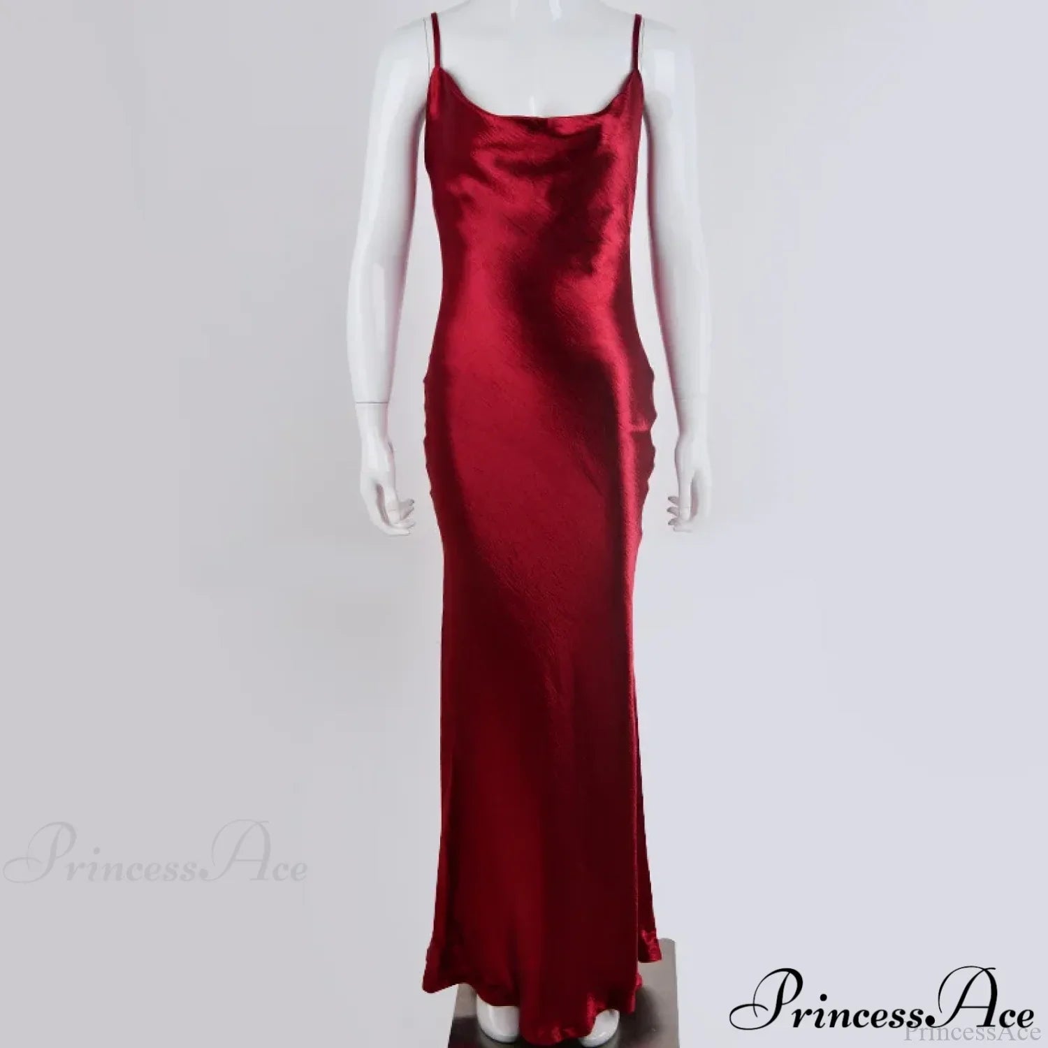 Gold Satin Spaghetti Strap Party Dress Red / S PartyDress-241208