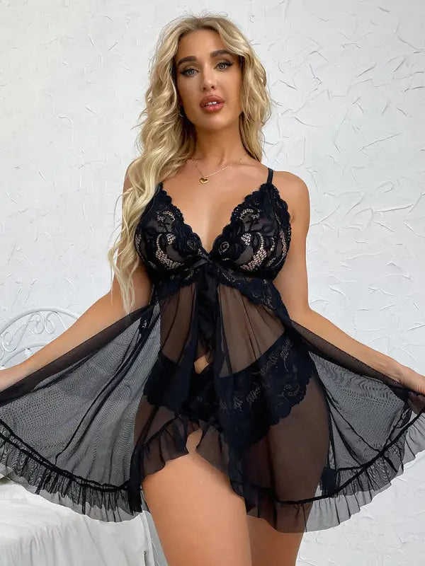Good Evening Lace Mesh Babydolls Lingerie
