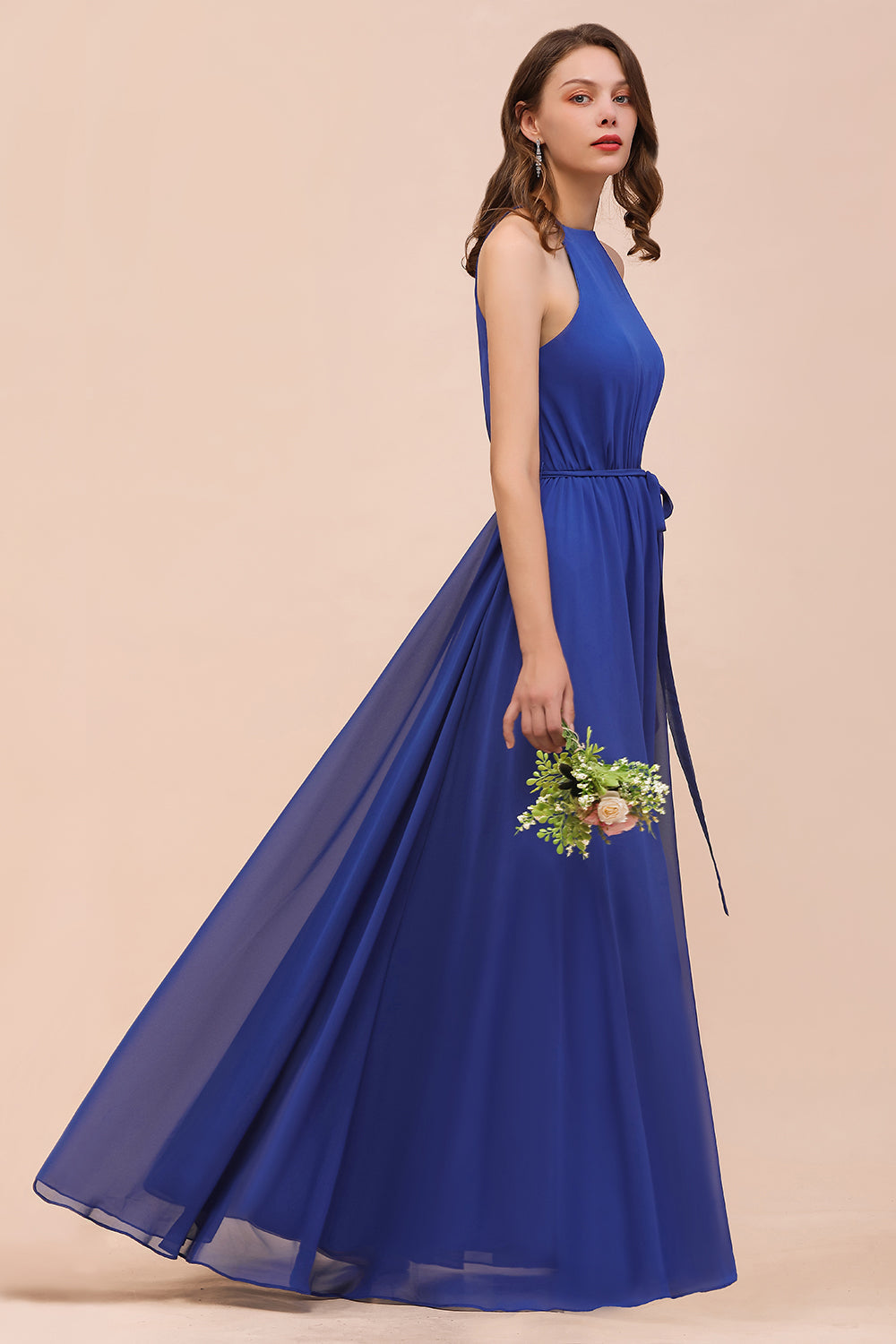Gorgeous Affordable Chiffon Ruffle Royal Blue Bridesmaid Dresses - Fashionpara