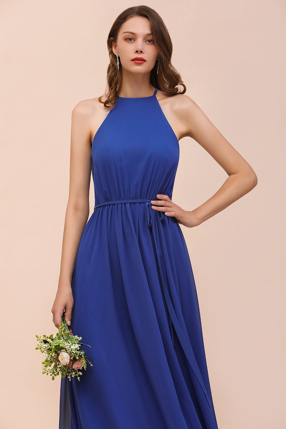 Gorgeous Affordable Chiffon Ruffle Royal Blue Bridesmaid Dresses - Fashionpara