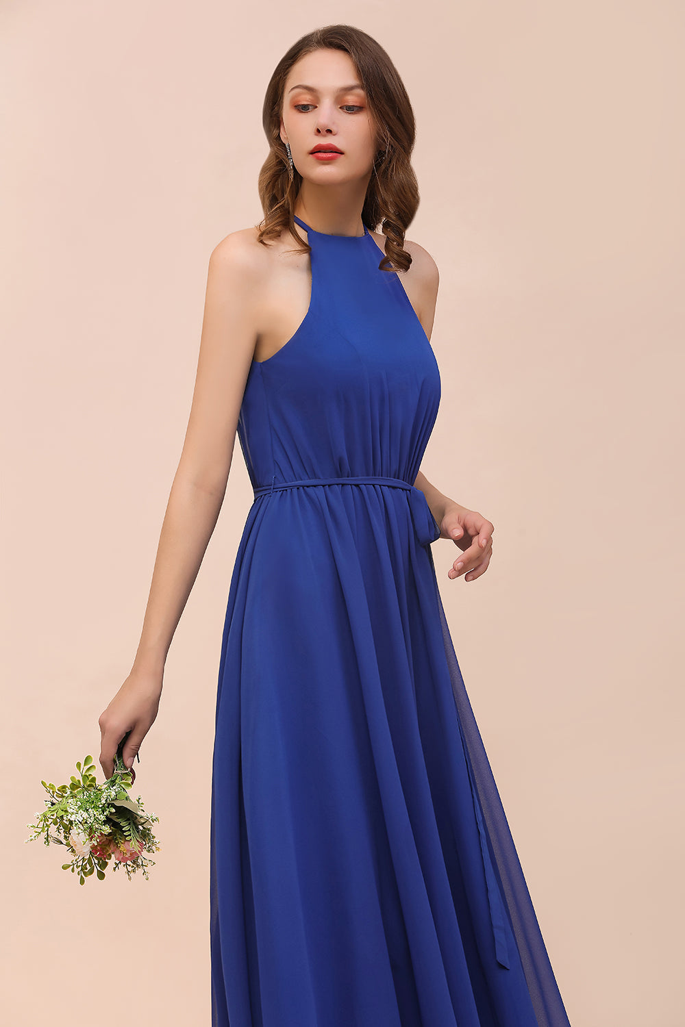 Gorgeous Affordable Chiffon Ruffle Royal Blue Bridesmaid Dresses - Fashionpara