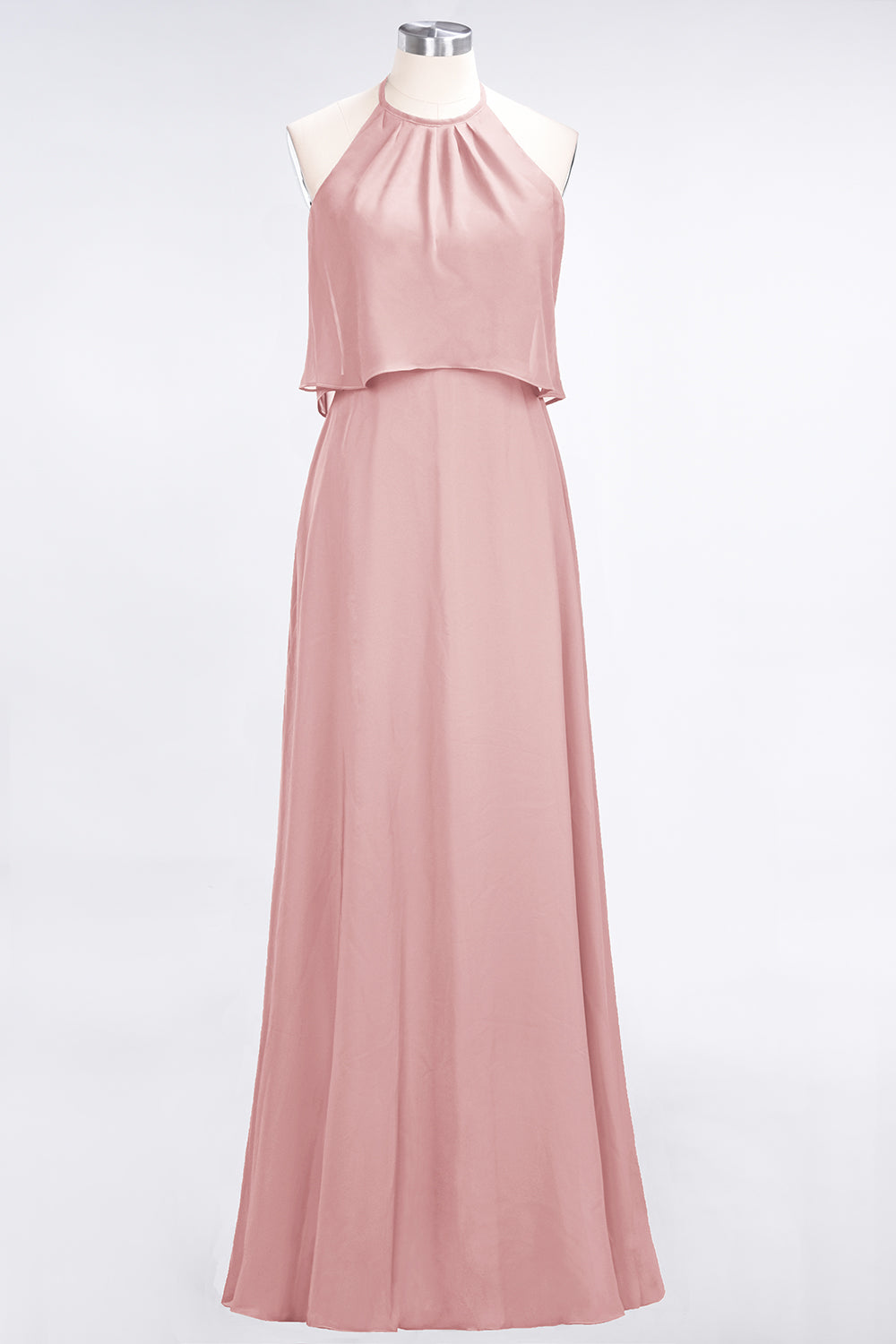 Gorgeous Chiffon Flounced Crinkle Sheath Long Burgundy Bridesmaid dresses - Fashionpara