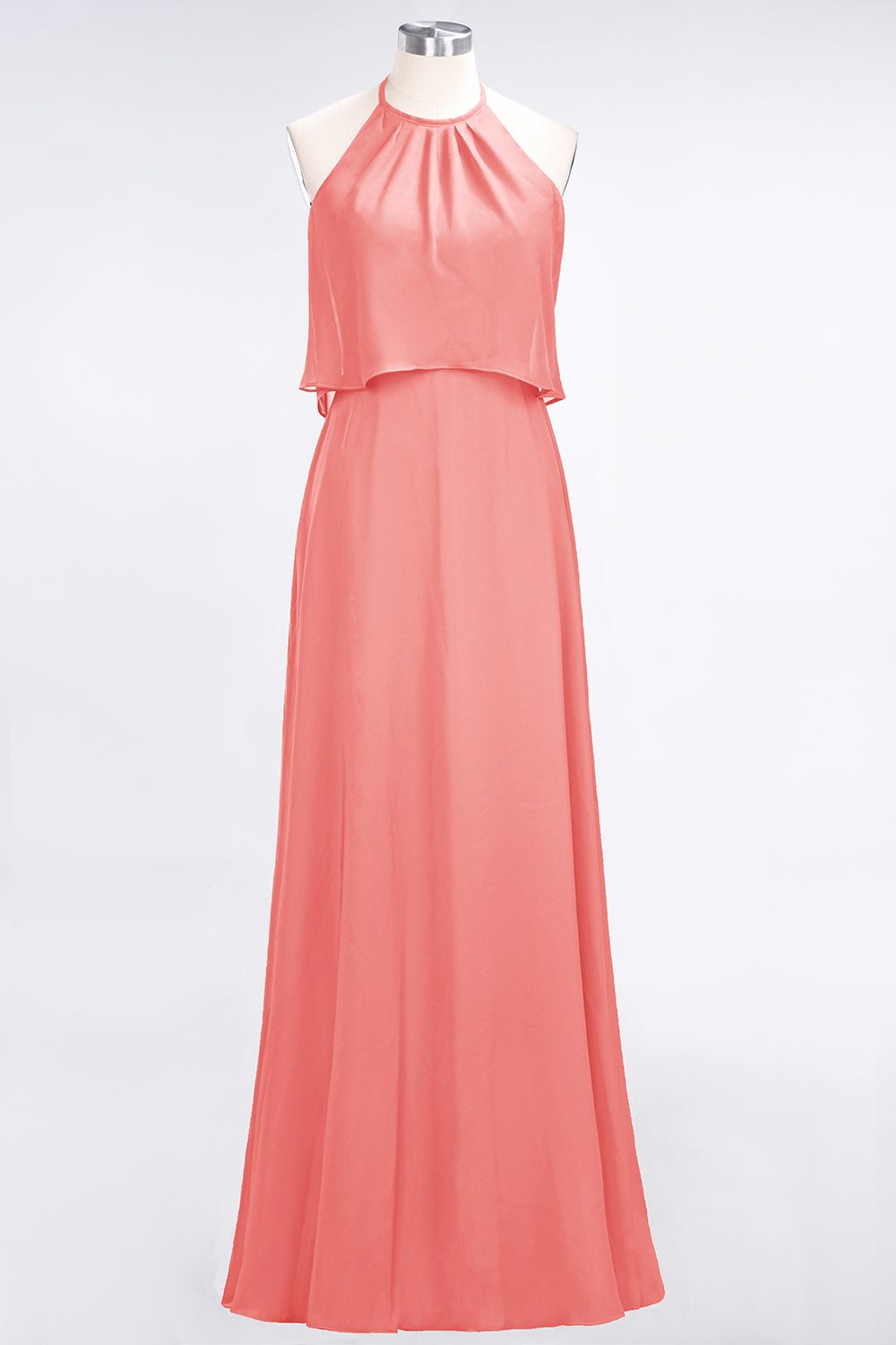 Gorgeous Chiffon Flounced Crinkle Sheath Long Burgundy Bridesmaid dresses - Fashionpara