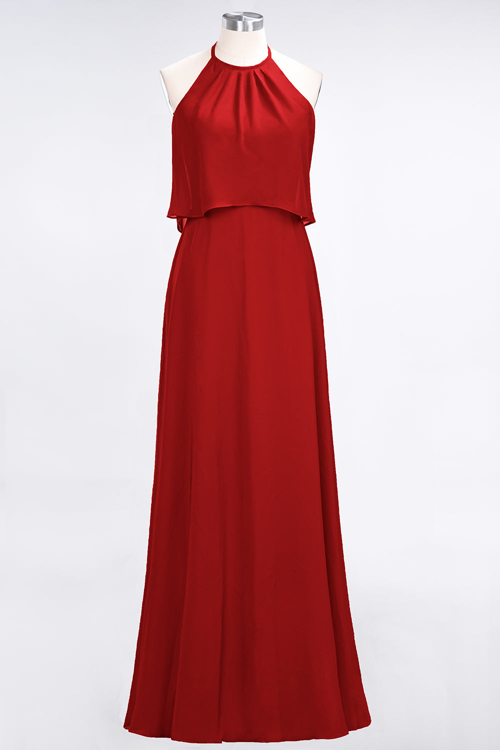 Gorgeous Chiffon Flounced Crinkle Sheath Long Burgundy Bridesmaid dresses - Fashionpara