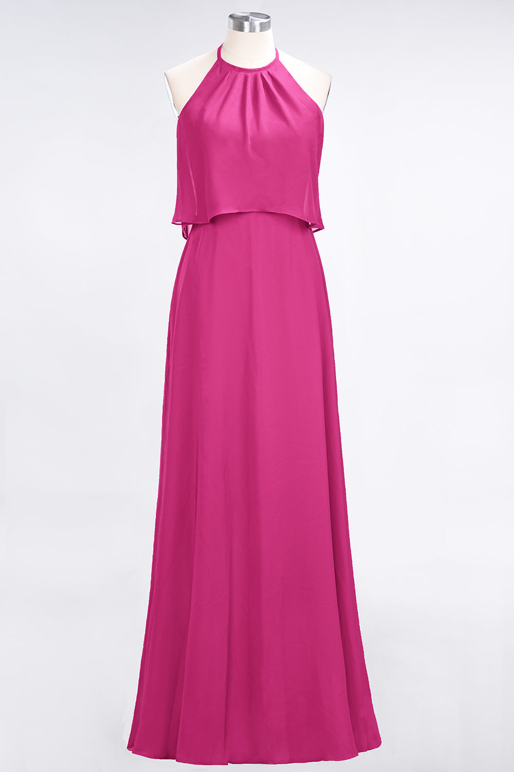 Gorgeous Chiffon Flounced Crinkle Sheath Long Burgundy Bridesmaid dresses - Fashionpara
