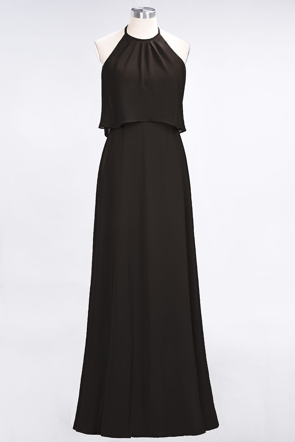 Gorgeous Chiffon Flounced Crinkle Sheath Long Burgundy Bridesmaid dresses - Fashionpara