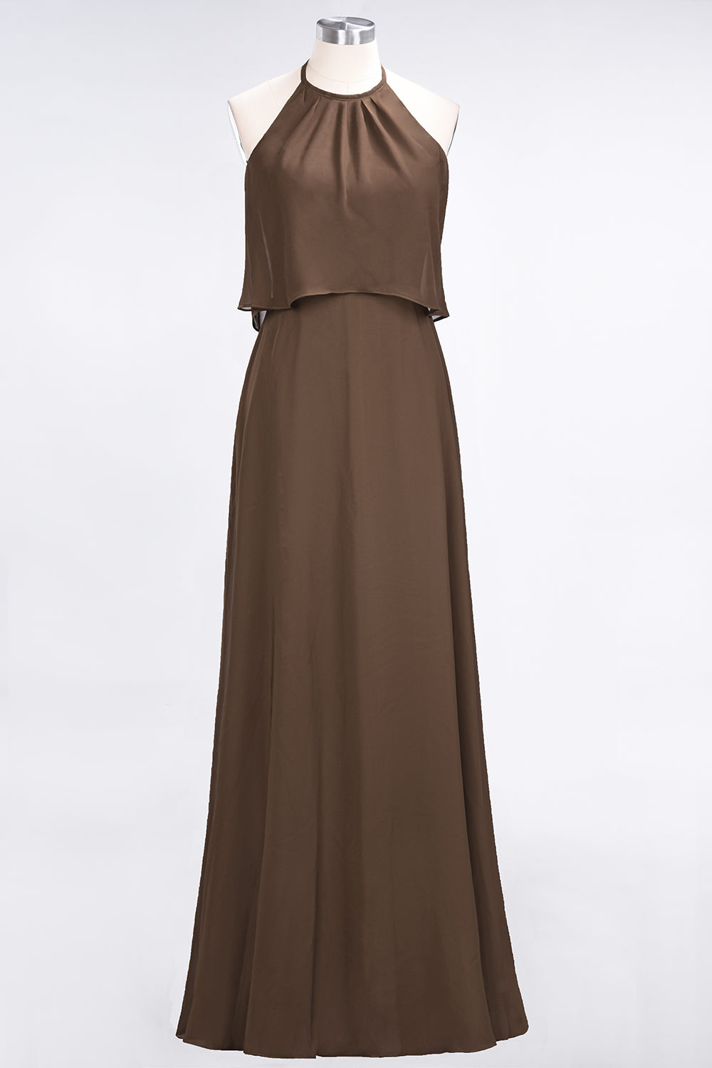 Gorgeous Chiffon Flounced Crinkle Sheath Long Burgundy Bridesmaid dresses - Fashionpara