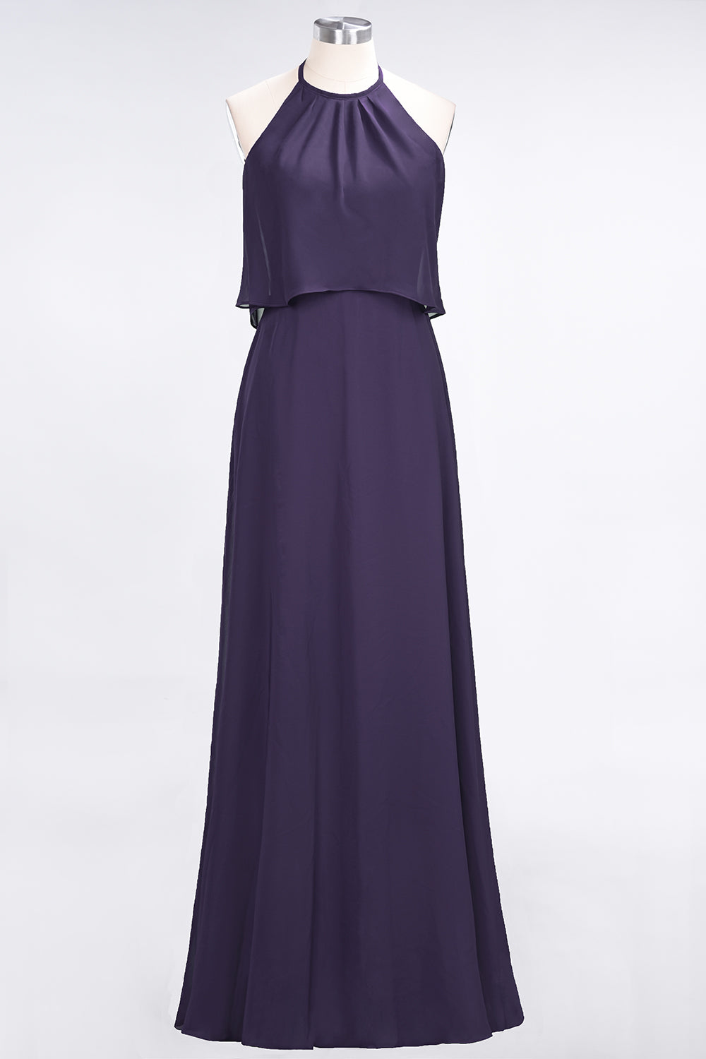 Gorgeous Chiffon Flounced Crinkle Sheath Long Burgundy Bridesmaid dresses - Fashionpara