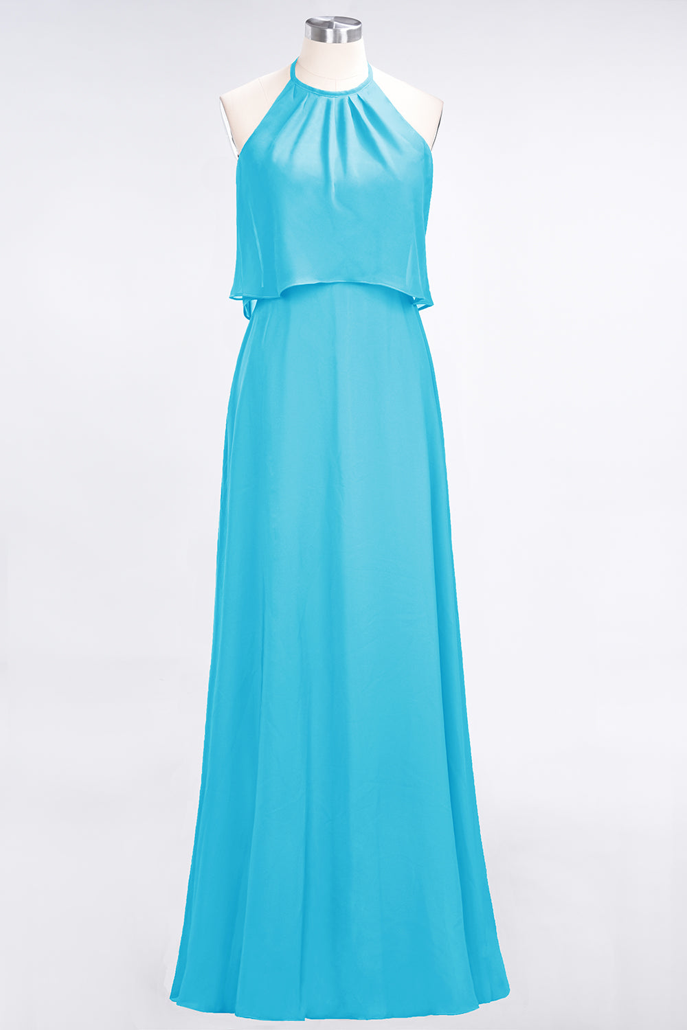 Gorgeous Chiffon Flounced Crinkle Sheath Long Burgundy Bridesmaid dresses - Fashionpara