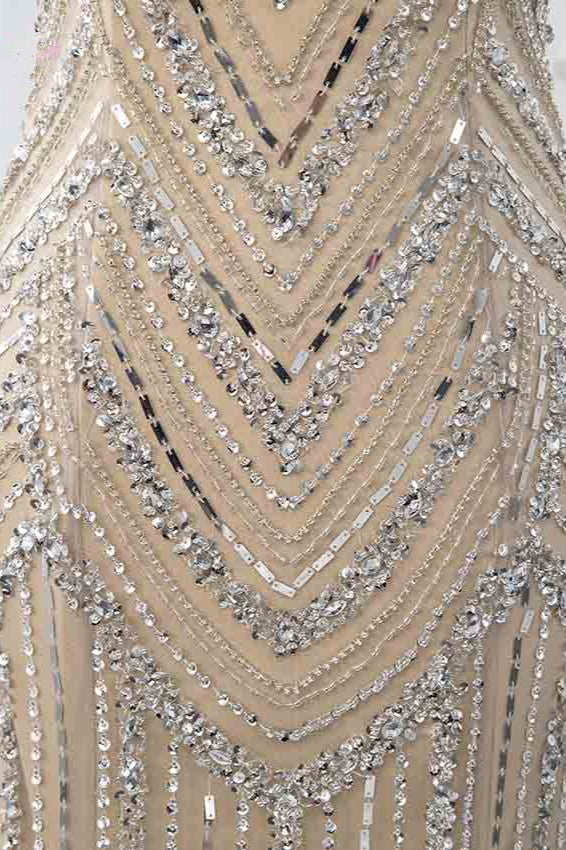 Gorgeous High-Neck Sleeveless Mermaid Prom Dresses with Rhinestoes - Fashionpara