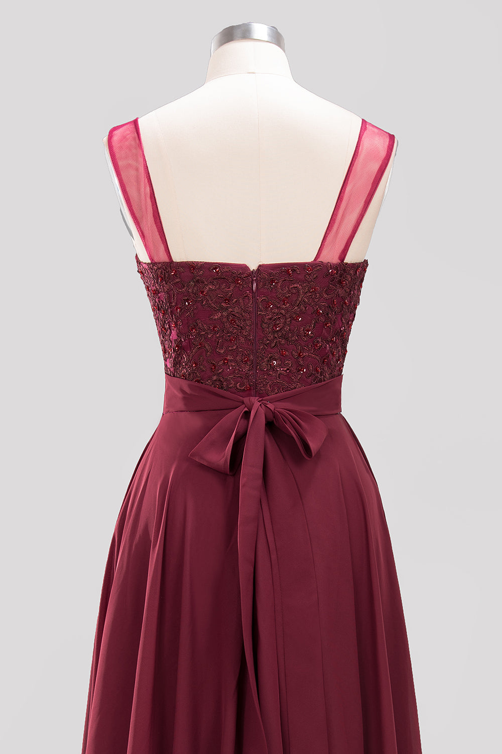 Gorgeous Lace Jewel Affordable Pink Bridesmaid Dresses with Beadings - Fashionpara