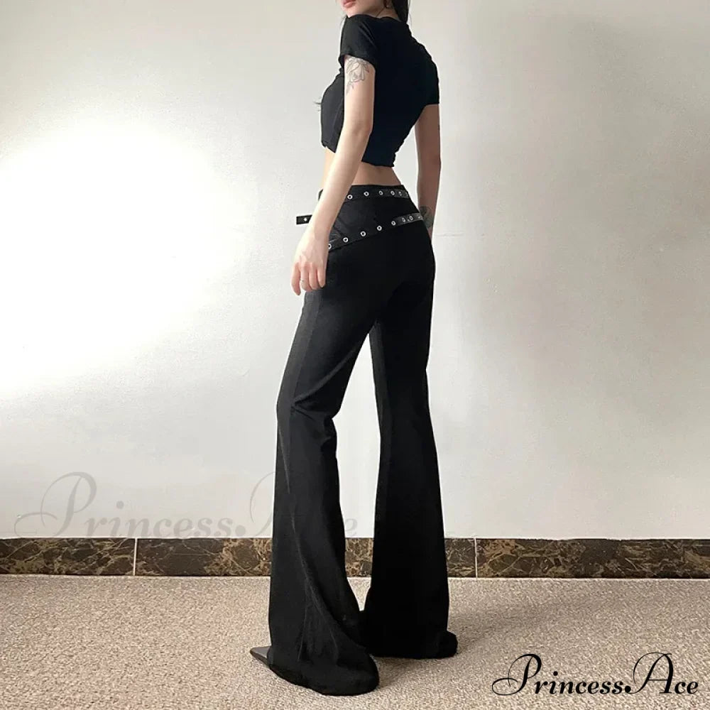 Goth Dark Harajuku High Waist Flare Pants Punk Decor Pants