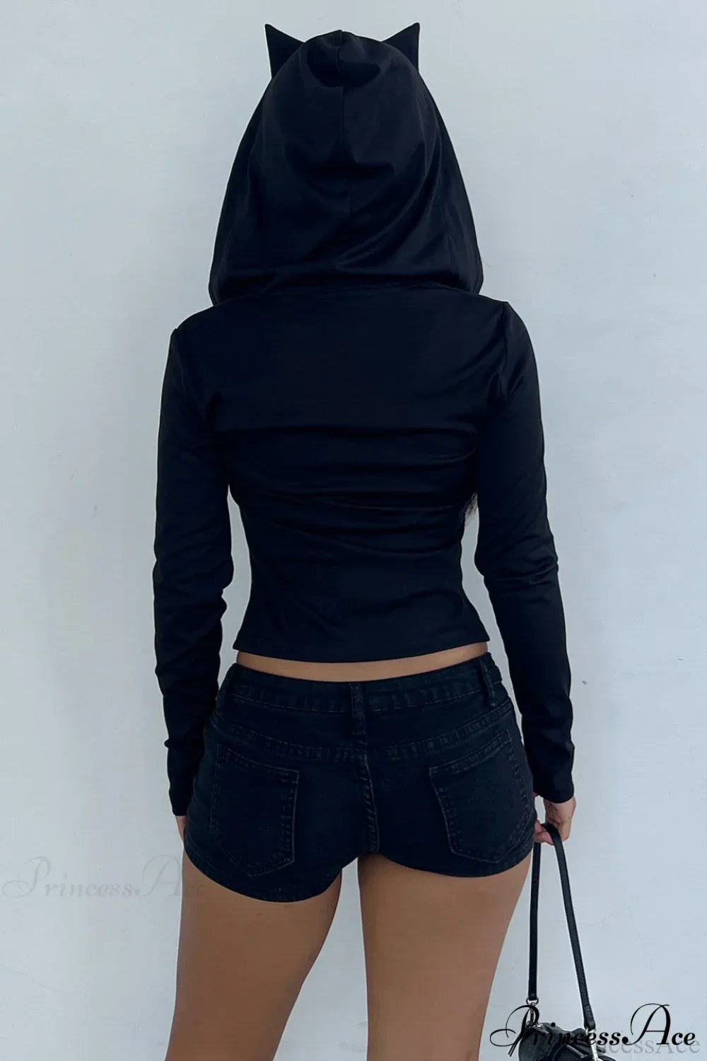 Goth Vibe Little Devil Y2K Slim Cropped Hoodie 3