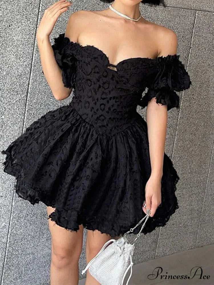 Off Shoulder Puff Sleeve Fit & Flare Mini Dress 3