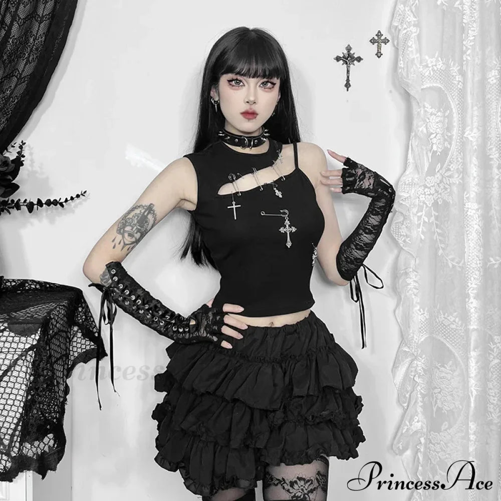 Gothic Punk Fashion Cross Bustier Crop Top