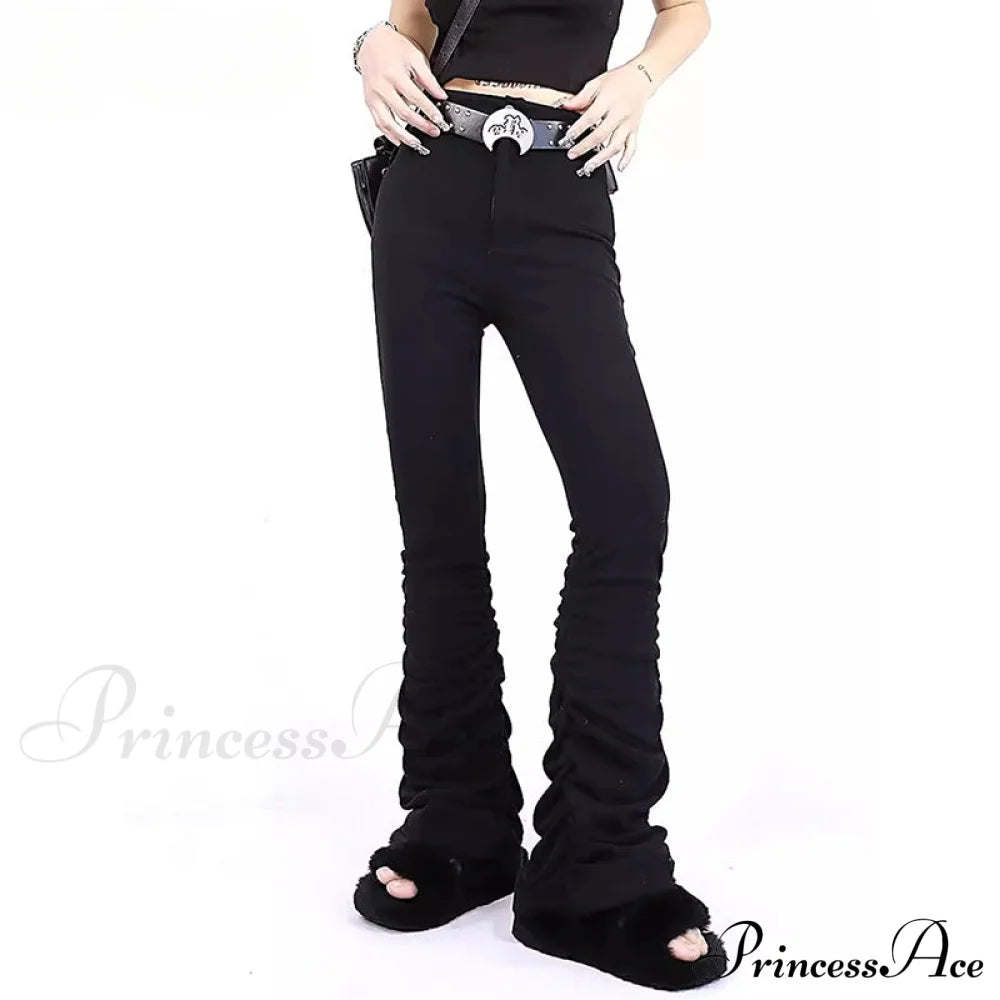 Gothic Stacked Ruched Halloween Pants