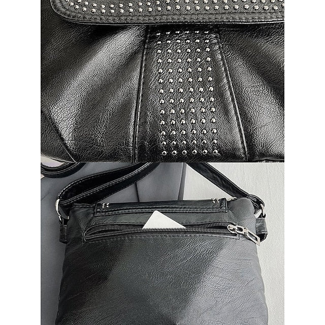 with Faux Bag Leather Brown Crossbody Studded