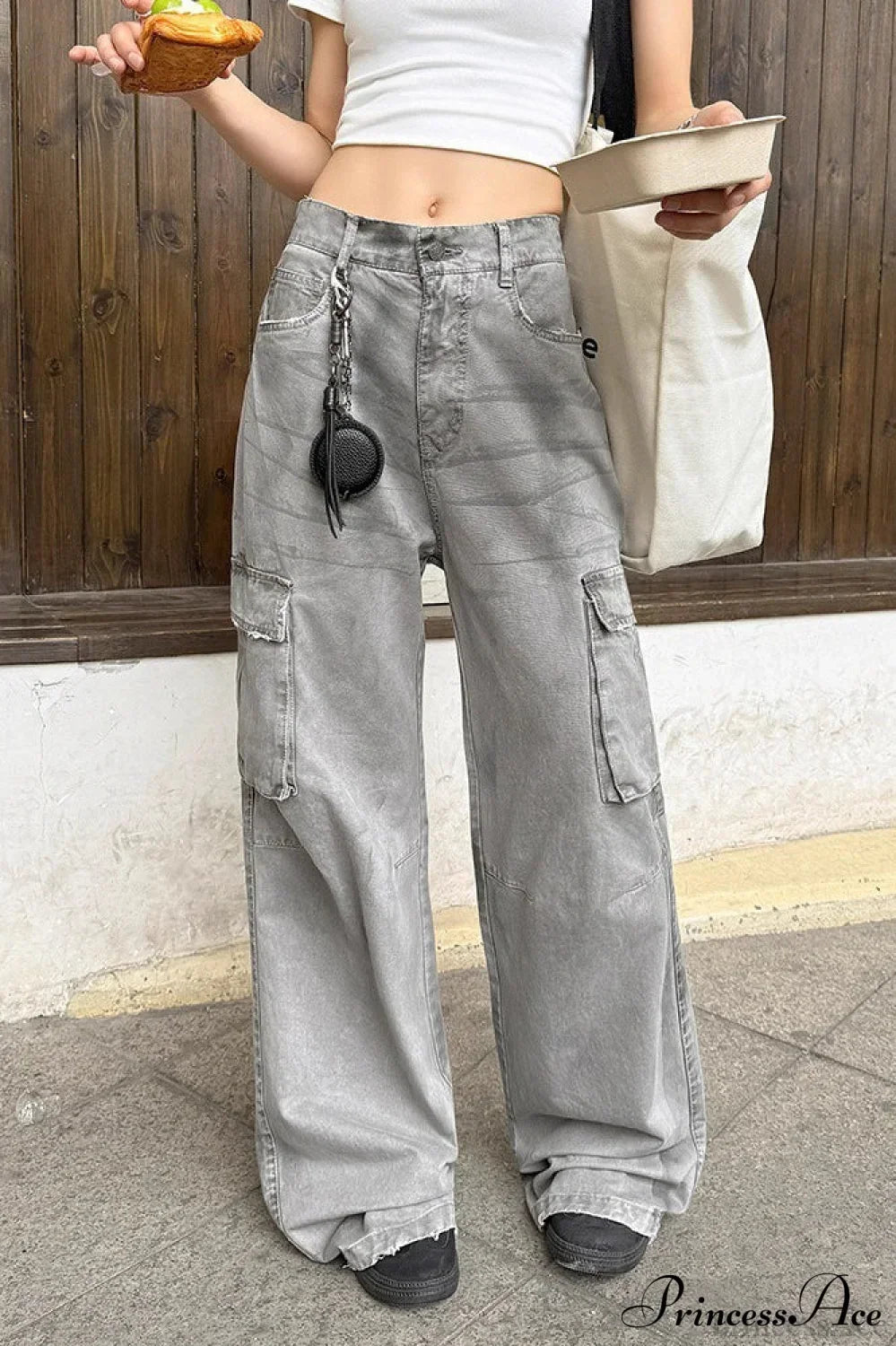 Graffiti Multi-Pocket Micro-Flare Cargo Pants