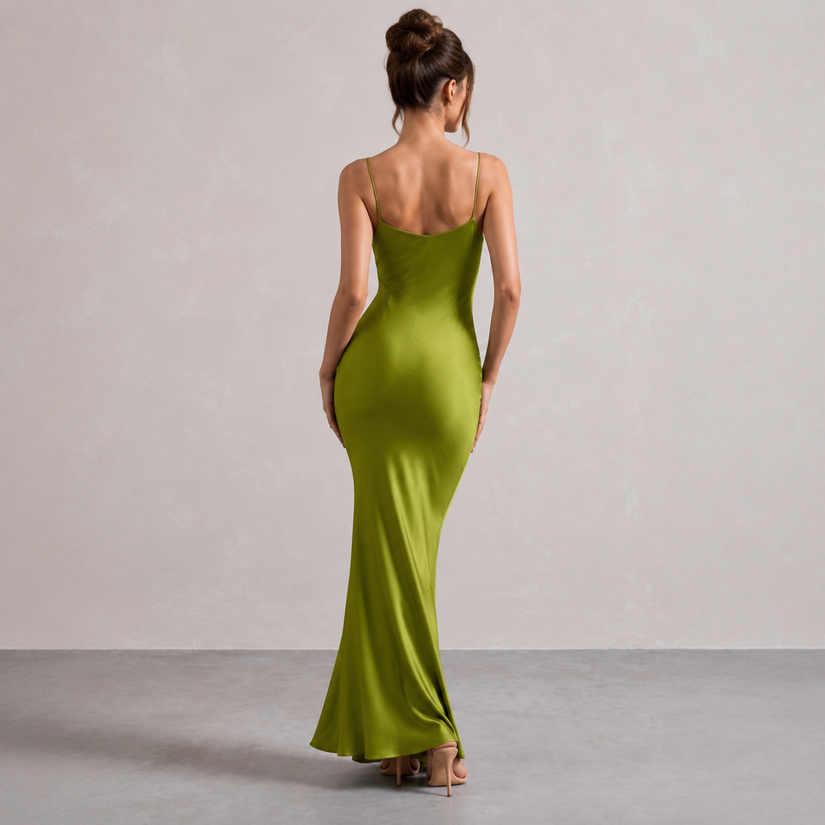 V-Neck Strappy Satin Slip Maxi Dress 9