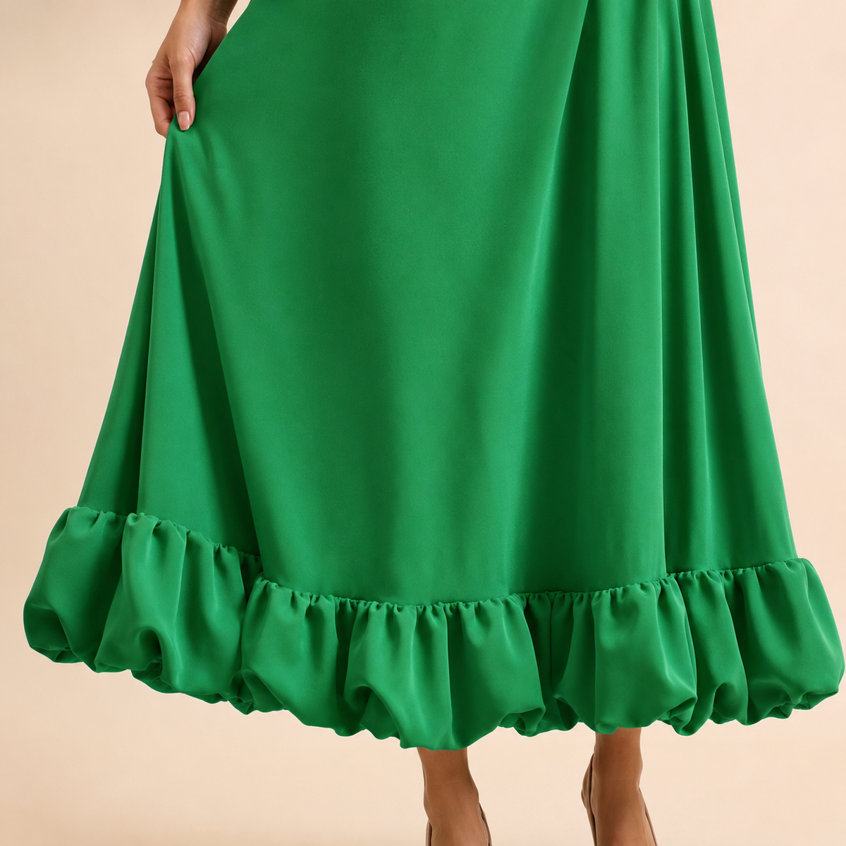 Scoop Neck Strappy Ruffle Hem A-Line Midi Dress 8