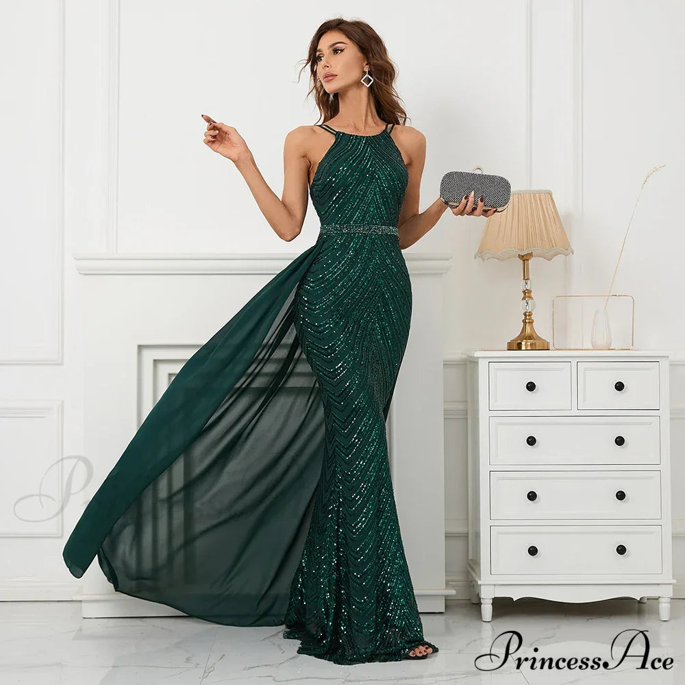Green Off Shoulder Tassel Sequin Evening Dress Sexy Cross Back Christmas Party Dress