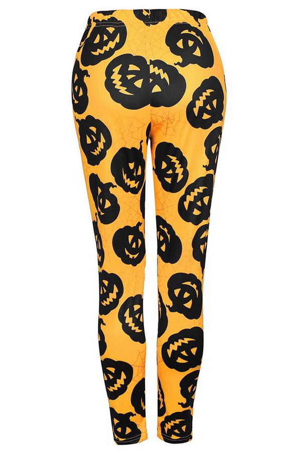 Halloween Pumpkin Lamp Printed Leggings