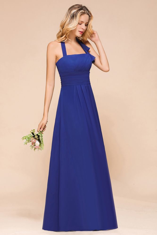 Halter A-line Wedding Party Dress Chiffon Bridesmaid Dress