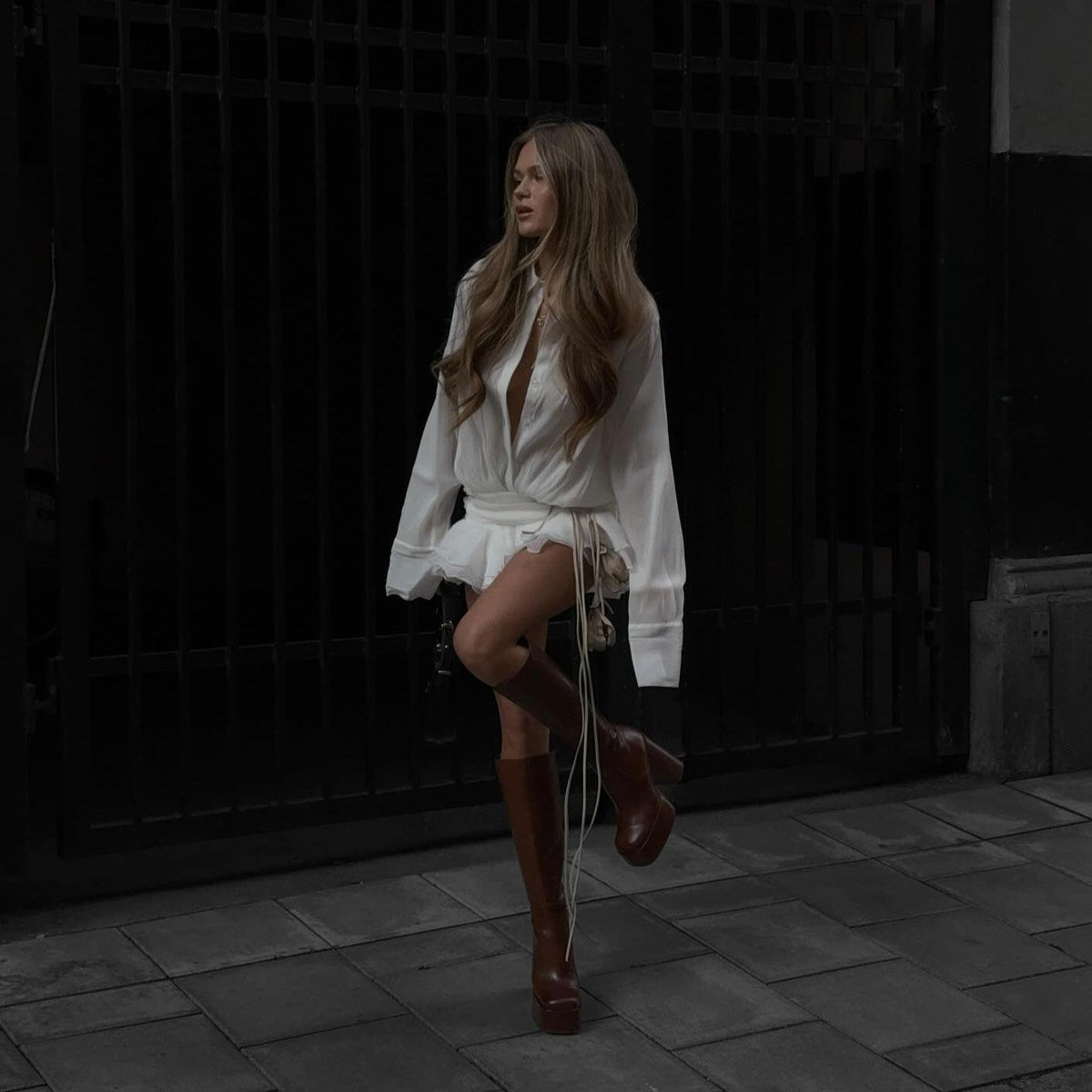 Pleated Shirt Mini Dress 3