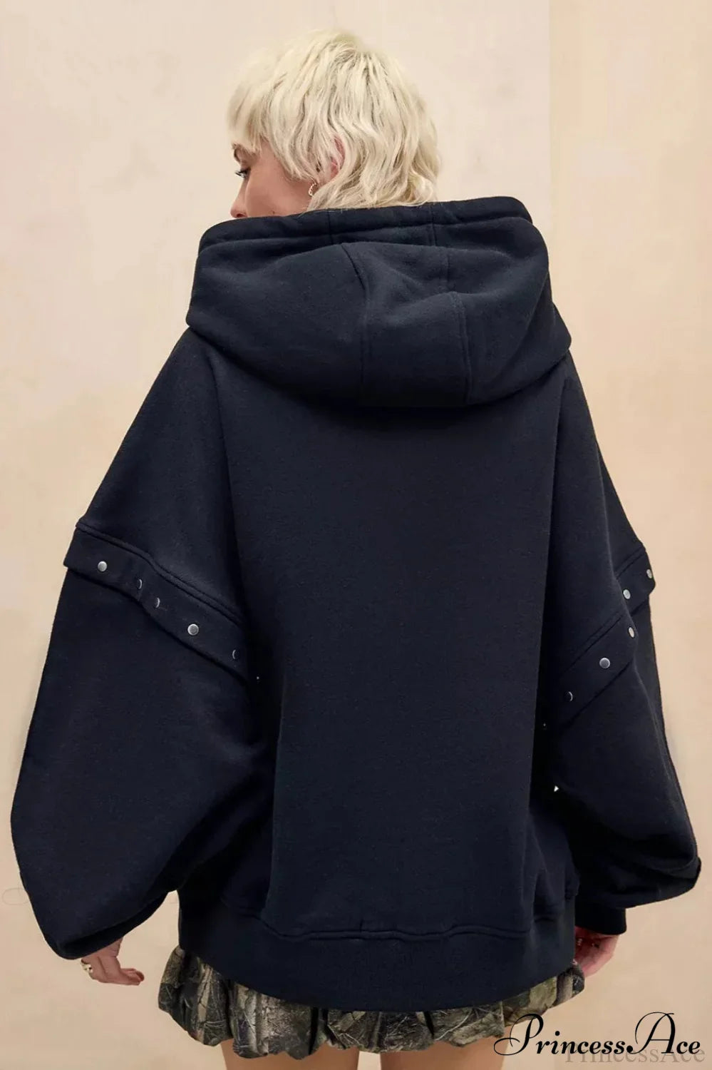 Heavy Metal Punk Printed Applique Zip Hoodie