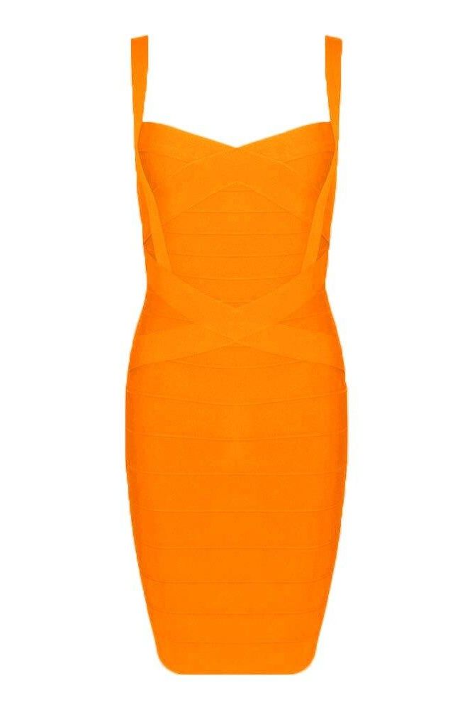 Heidi Bandage Mini Dress - Apricot Orange - Fashionpara