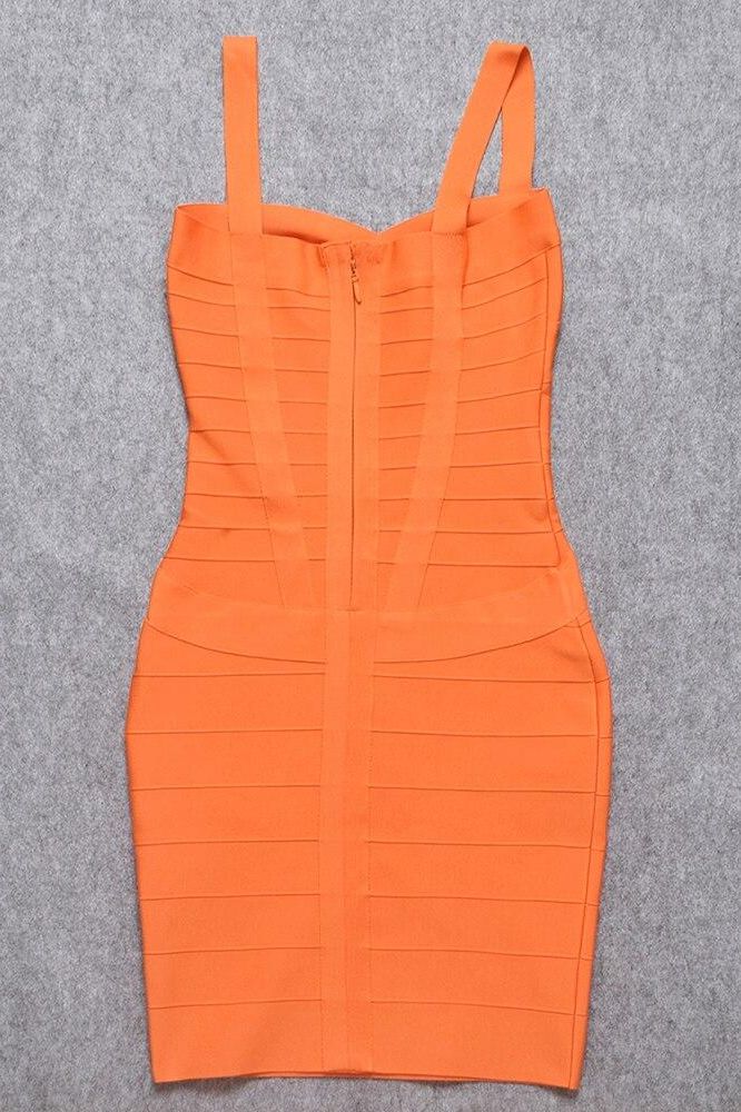 Heidi Bandage Mini Dress - Apricot Orange - Fashionpara