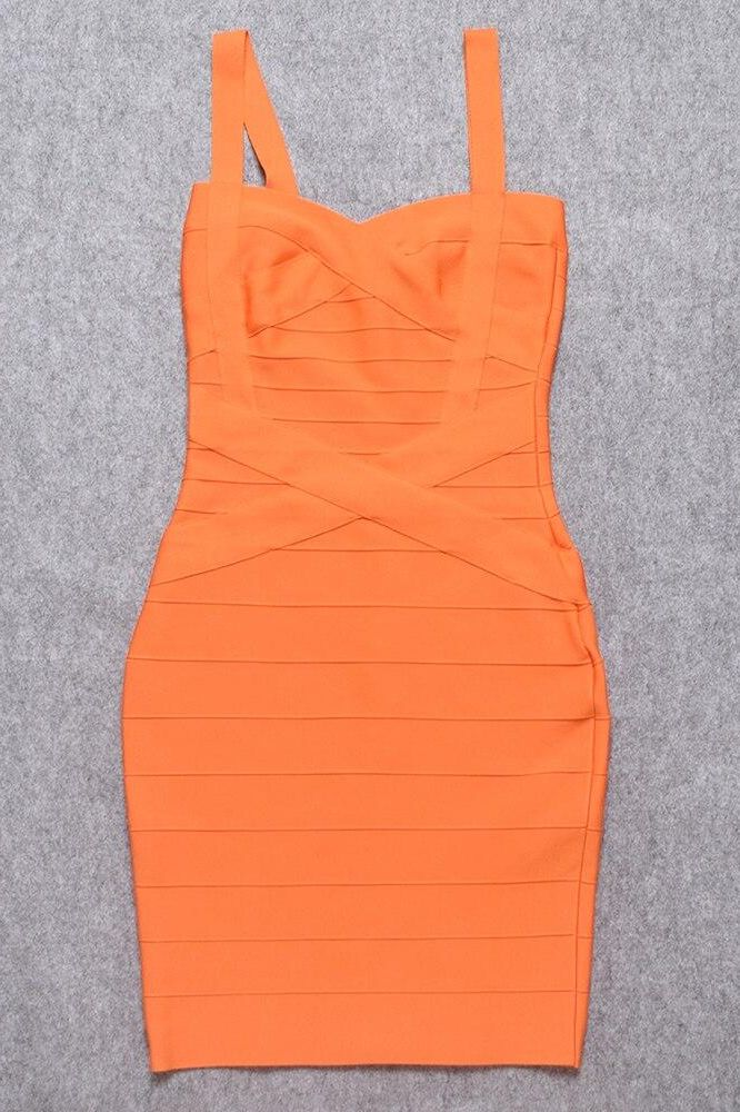 Heidi Bandage Mini Dress - Apricot Orange - Fashionpara