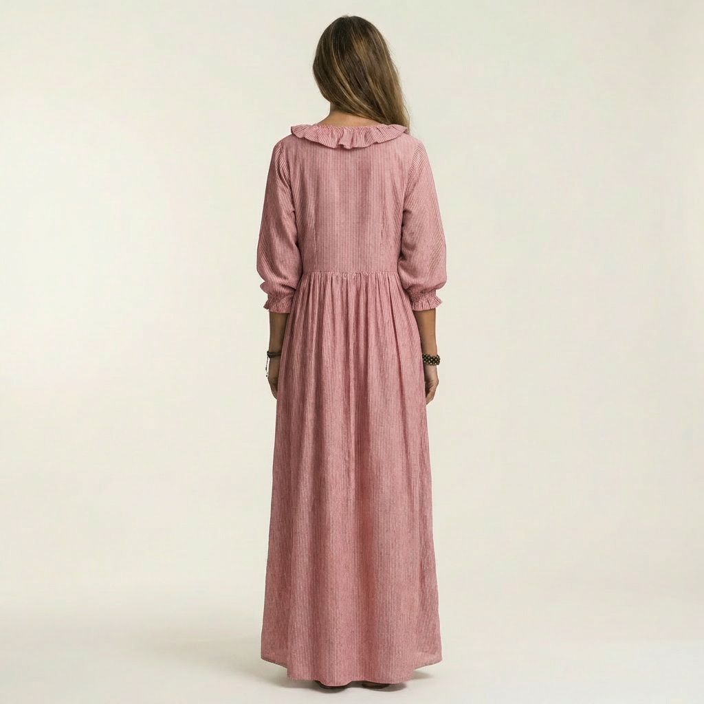 Ruffle V-Neck Lantern Sleeve Tiered Maxi Dress 8