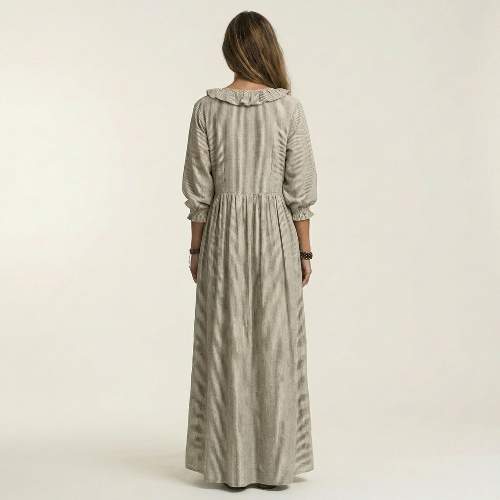 Ruffle V-Neck Lantern Sleeve Tiered Maxi Dress 6