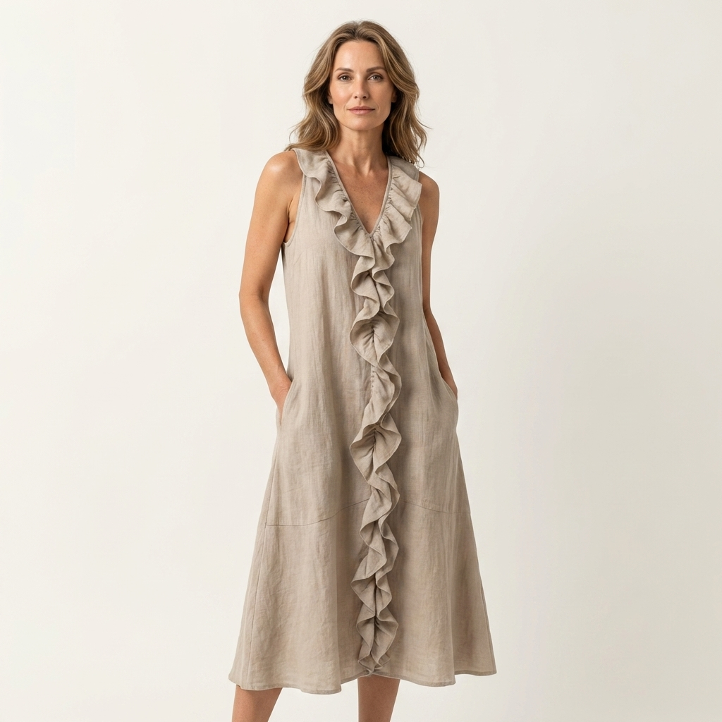 Ruffle Front V-Neck Sleeveless Maxi Dress 7