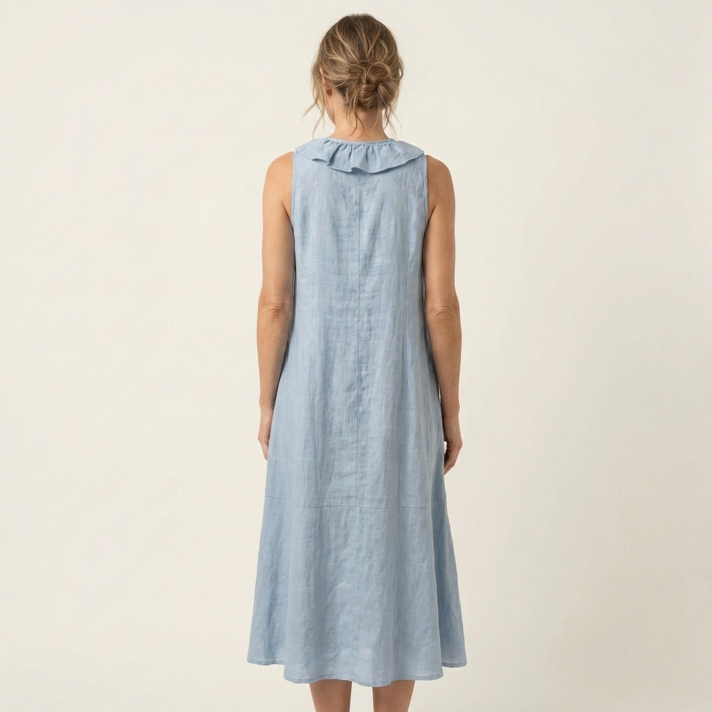 V-Neck Ruffle Front Sleeveless Tiered Midi Dress 11
