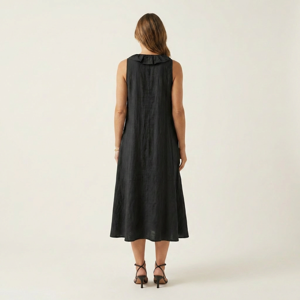 V-Neck Ruffle Front Sleeveless Tiered Midi Dress 6