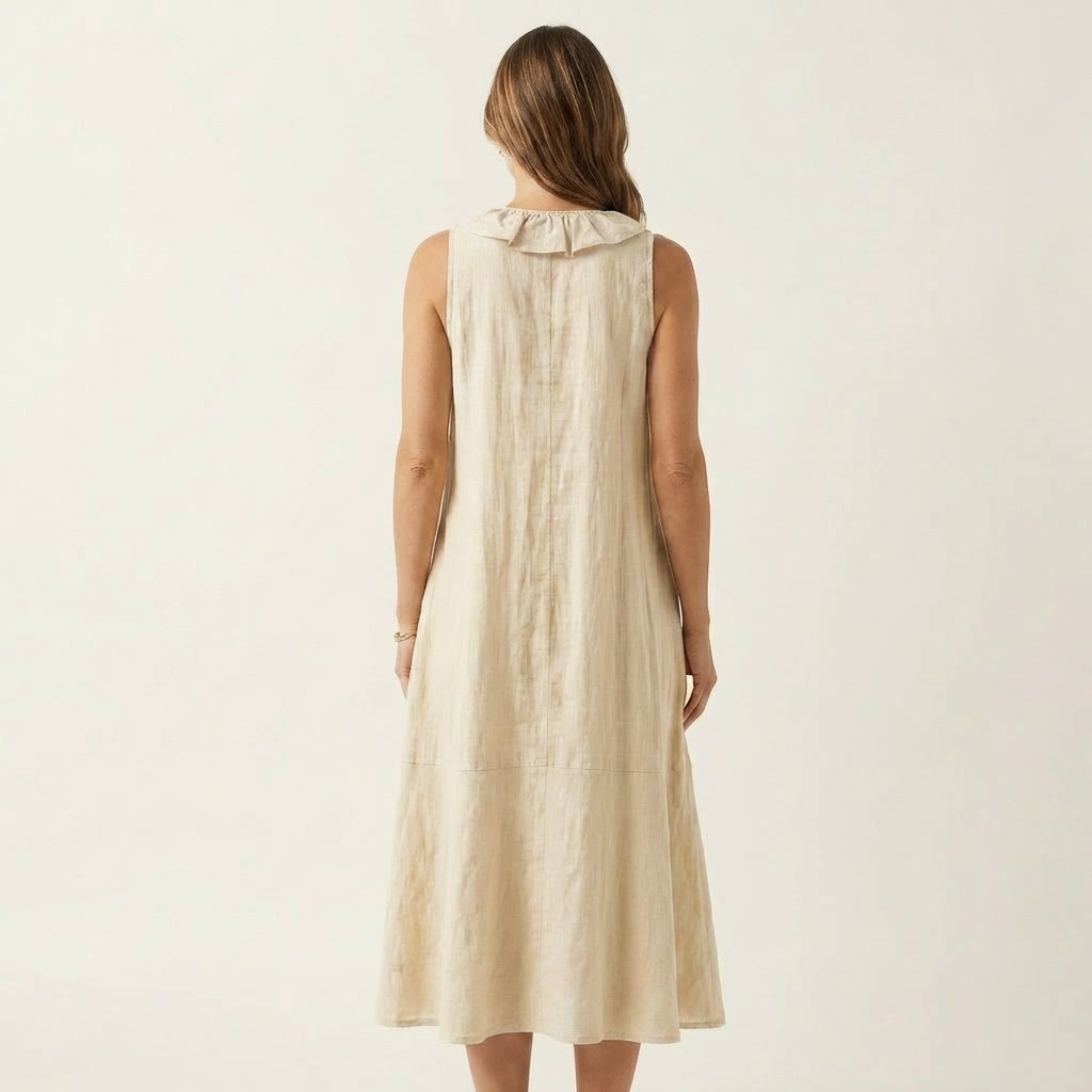 V-Neck Ruffle Front Sleeveless Tiered Midi Dress 3