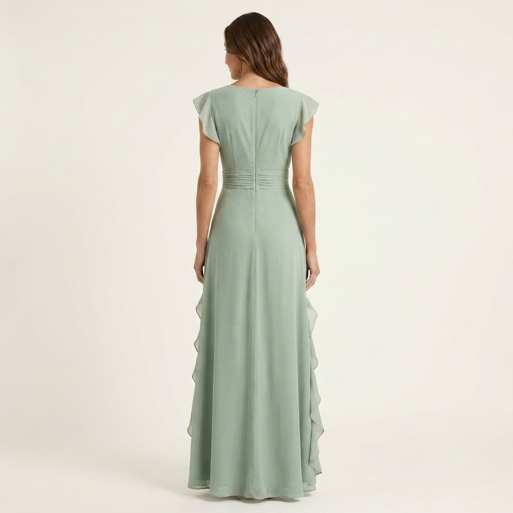 Floral Wrap V-Neck Long Sleeve Ruffle Hem Midi Dress 5