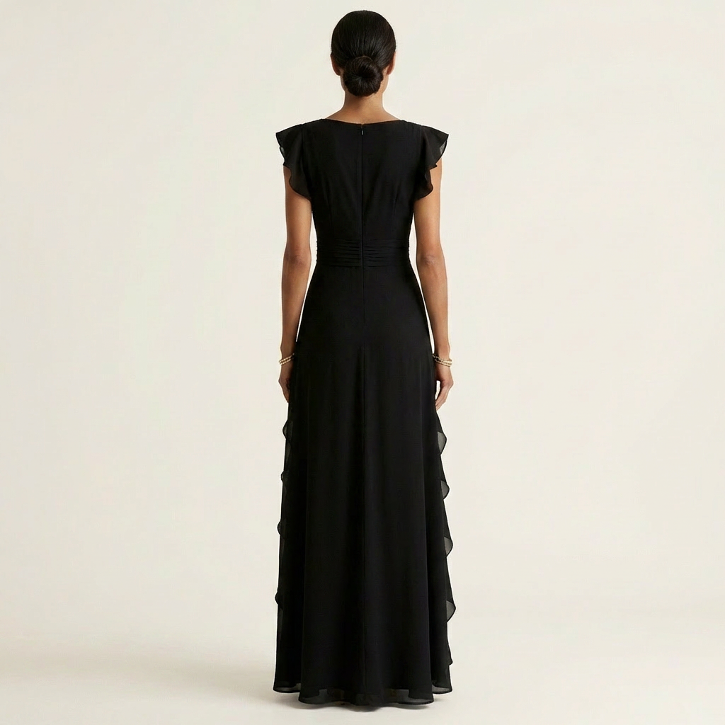 Floral Wrap V-Neck Long Sleeve Ruffle Hem Midi Dress 11
