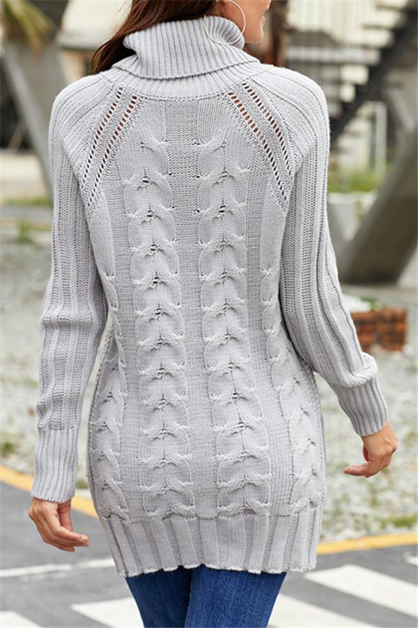 RadyRin High Neck Cable Knit Sweater for Cozy Elegance