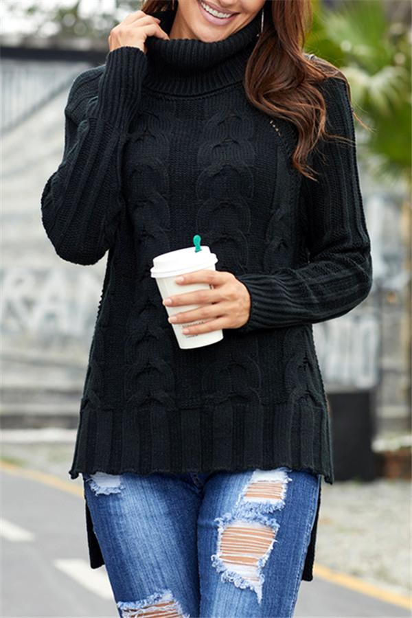 RadyRin High Neck Cable Knit Sweater for Cozy Elegance