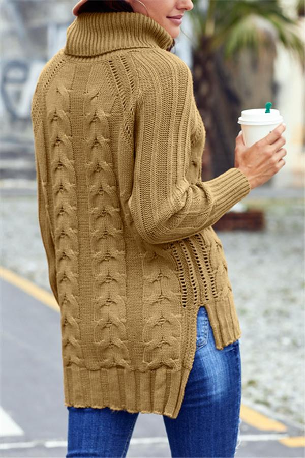 RadyRin High Neck Cable Knit Sweater for Cozy Elegance