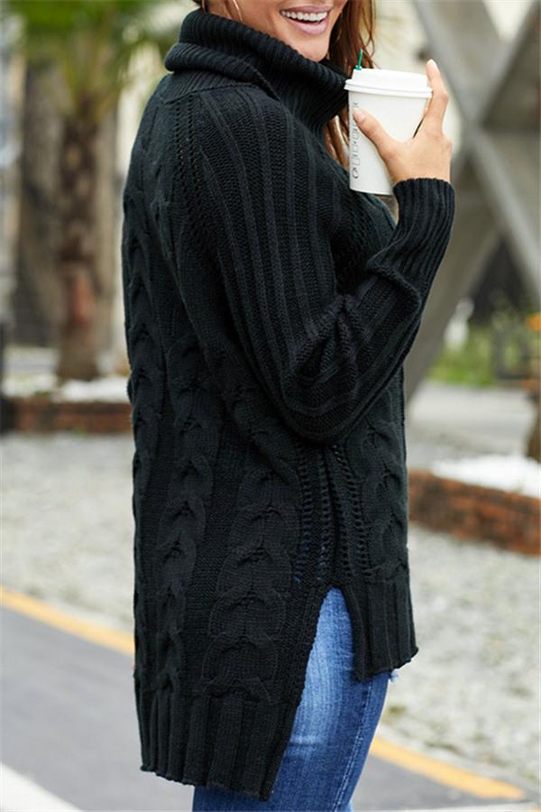 RadyRin High Neck Cable Knit Sweater for Cozy Elegance