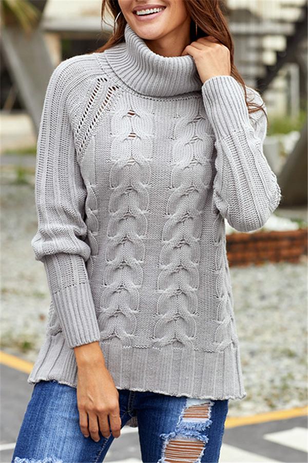 RadyRin High Neck Cable Knit Sweater for Cozy Elegance