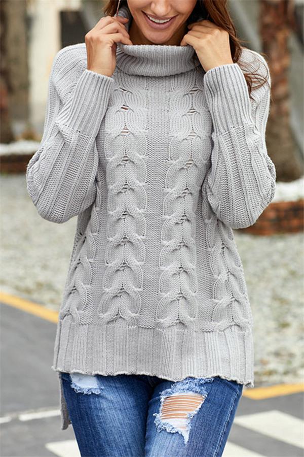RadyRin High Neck Cable Knit Sweater for Cozy Elegance