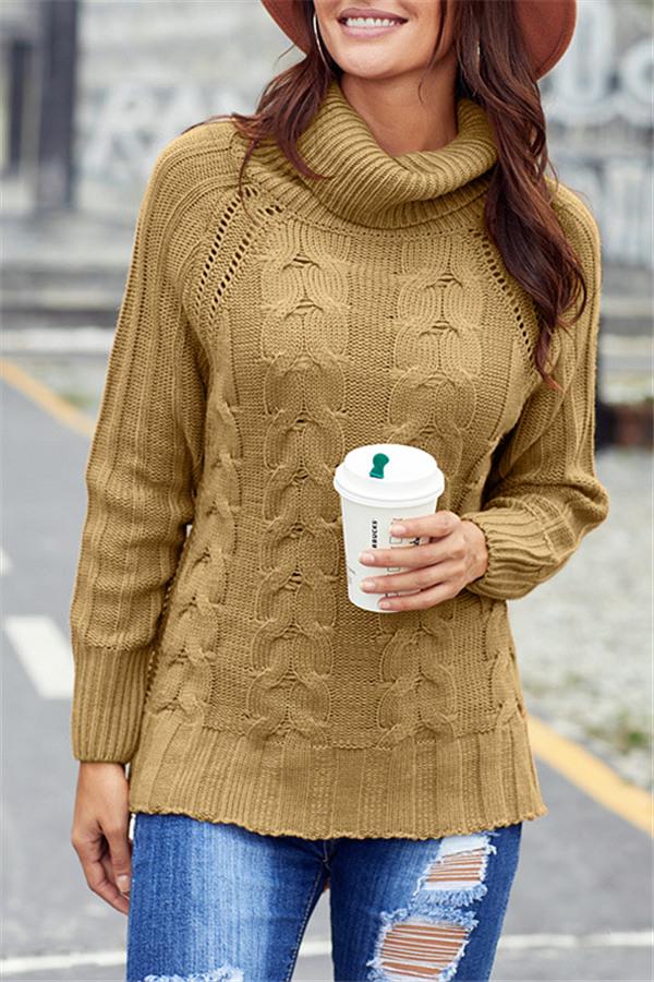 RadyRin High Neck Cable Knit Sweater for Cozy Elegance