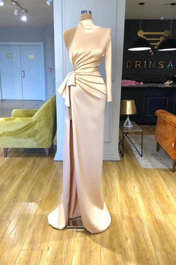 High Neck Long Sleeve Prom Dress Mermaid Long - Fashionpara