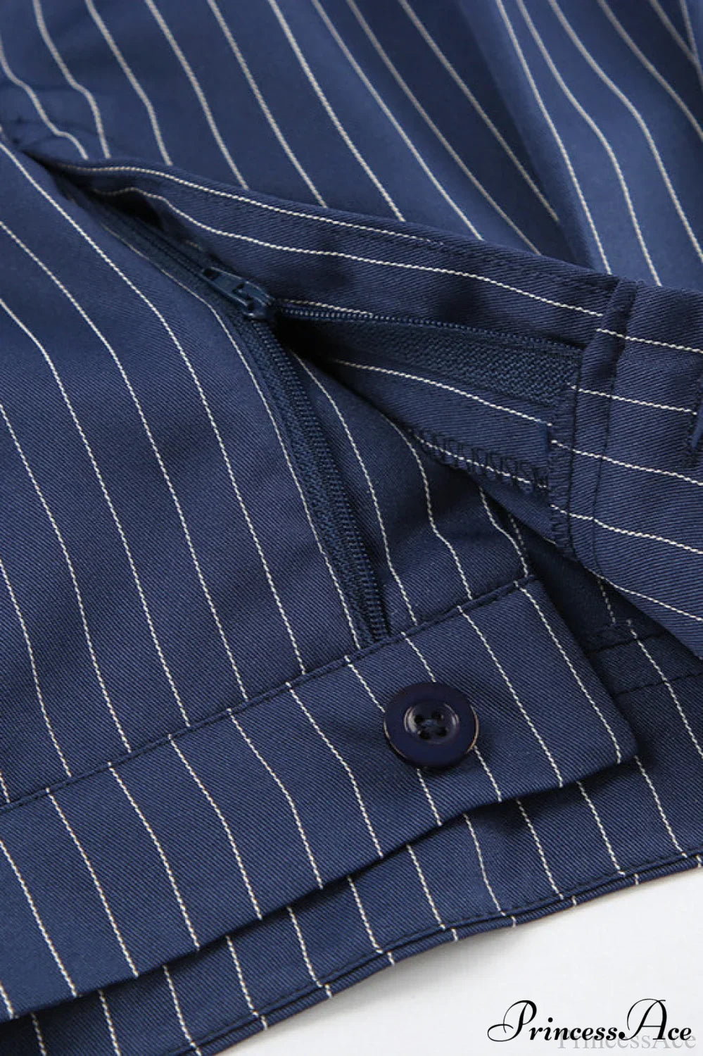 High Waist Straight Wide Leg Navy Stripe Pants